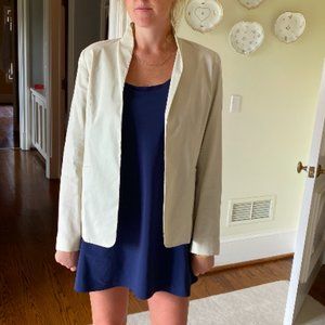 Eileen Fisher polished cotton collarless jacket